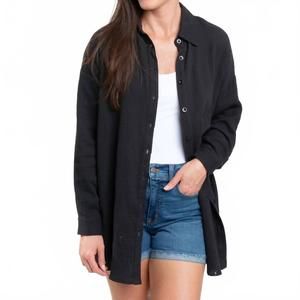 NEW ELSIE & ZOEY aaliyah gauze button up in black